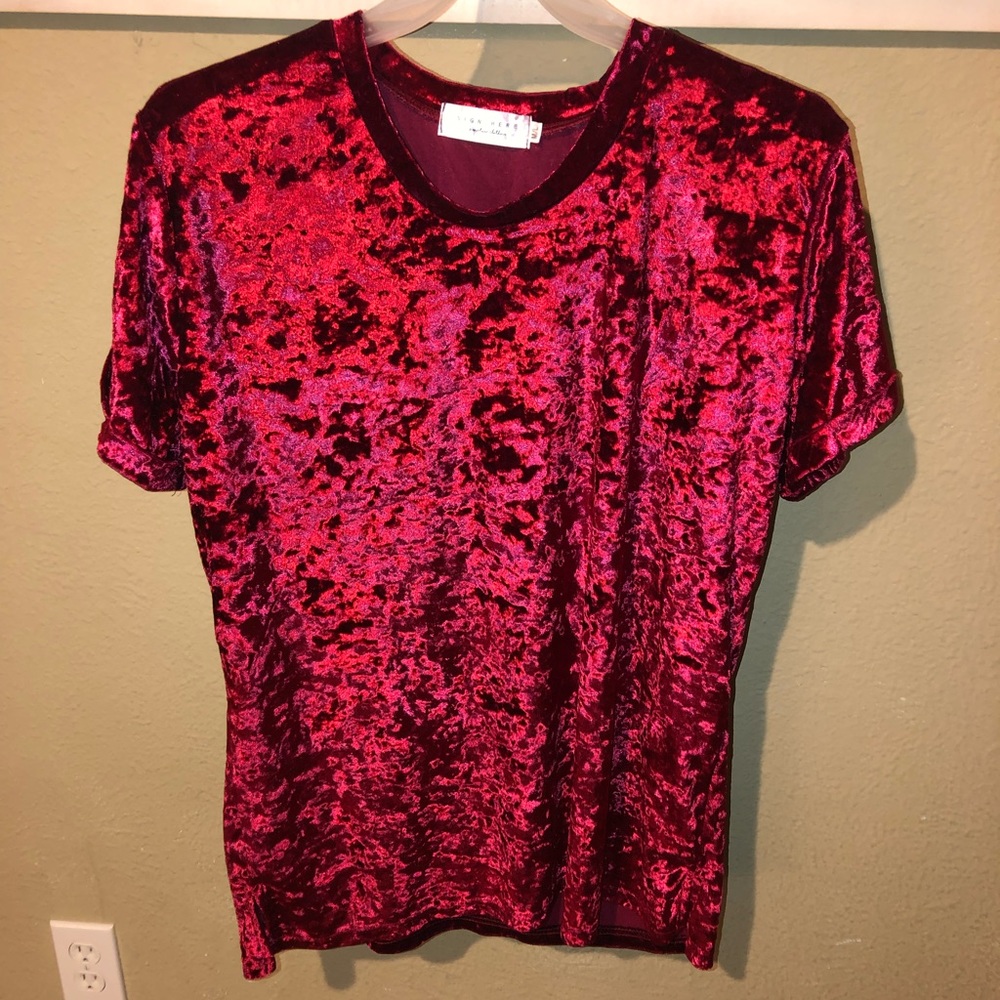Red crushed velvet tee